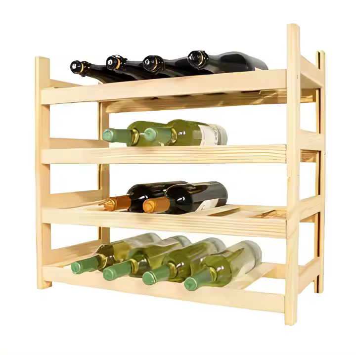 Botellero de Madera Meyvaser para 24 Botellas - Natural y Apilable - 1
