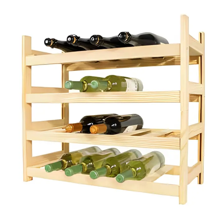 Botellero de Madera Meyvaser para 24 Botellas - Natural y Apilable - 1