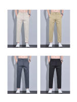 Pantalones Casuales Para Hombre De Verano Largo Hasta El Tobillo Ajustados Color Sólido Moda Fitted Cierre Elástico Talla 28-38 - details 4