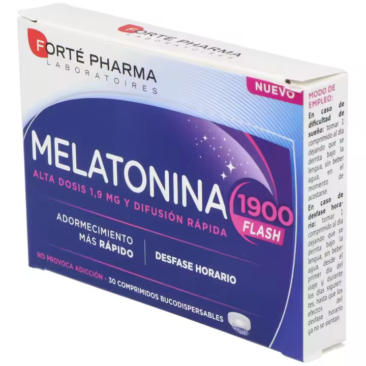 Melatonina 1900 Flash Adormecimiento Más Rápido 30 Comprimidos - 1