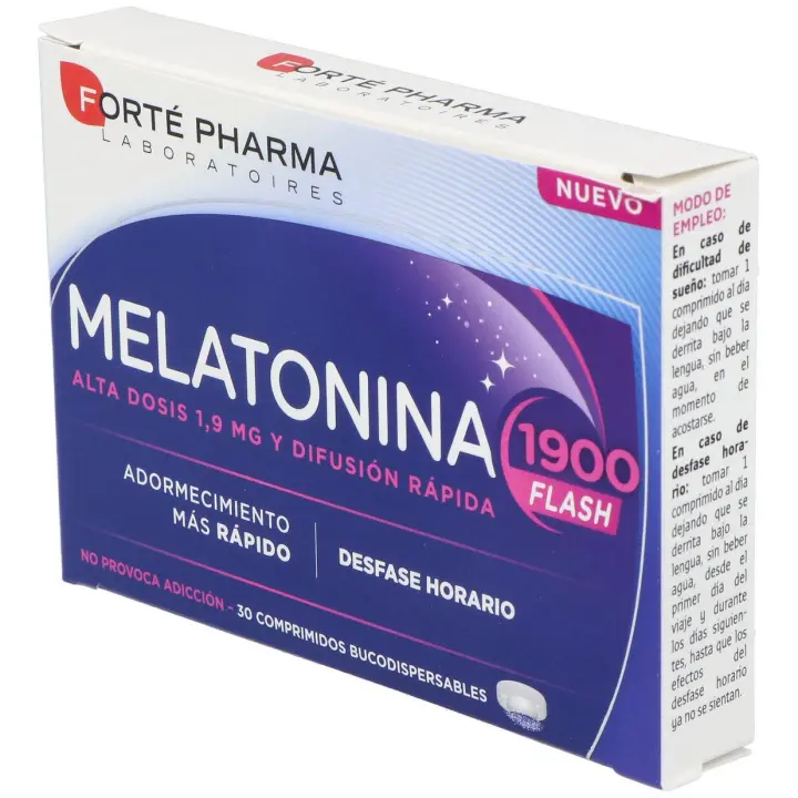 Melatonina 1900 Flash Adormecimiento Más Rápido 30 Comprimidos - 1