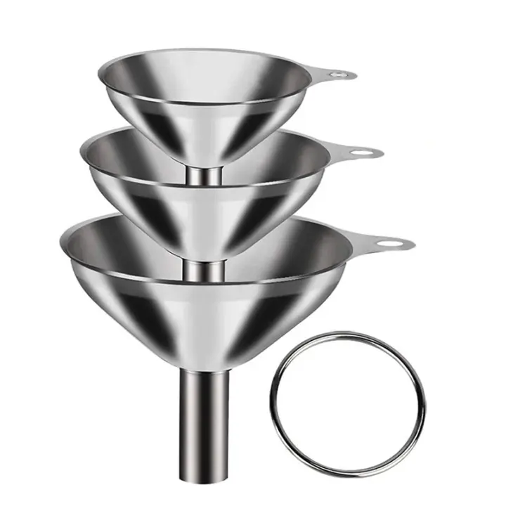 Set De 3 Funcales De Acero Inoxidable Para Rellenar Botellas Herramienta Anti-Derrames Para Aceite Y Vino Accesorios De Cocina Barra - 1