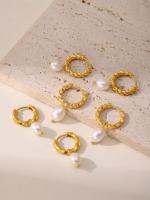 Pendientes Colgantes de Perla Natural de Agua Dulce + Maple Inoxidizable Dorado 18K,Aros Retorcidos Chapayos en Oro,Joyería de Moda para Mujer,Diseño Elegante y Sofisticado, Resistentes al Agua,Duraderos, accesorios de Lujo,Idea de Regalo para Cumpleaños - details 11