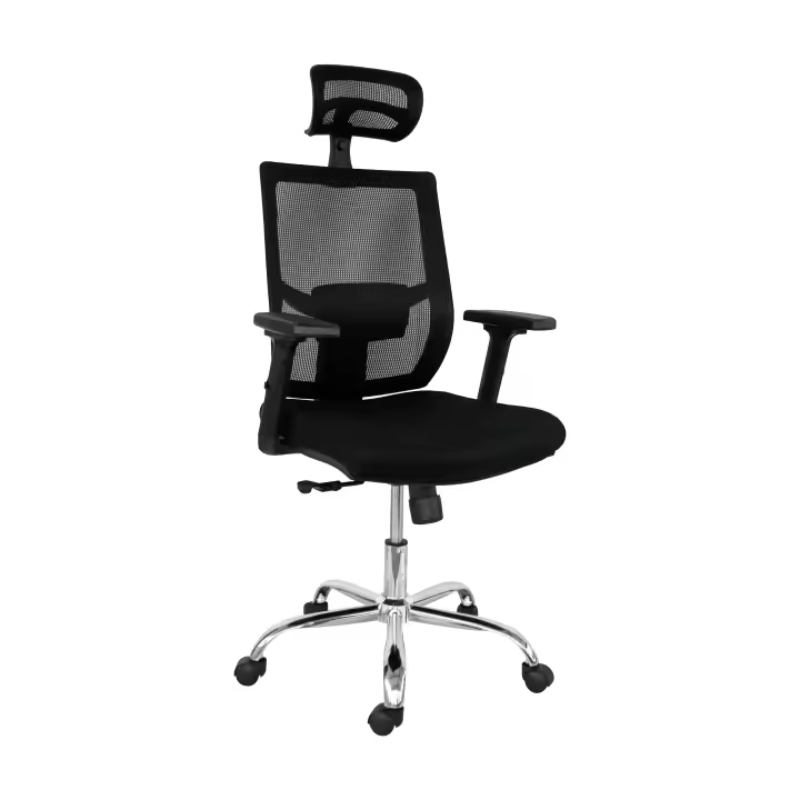 Sillón de oficina HONOLULU, ergonómico, syncro, malla negra, asiento tejido negro - 1