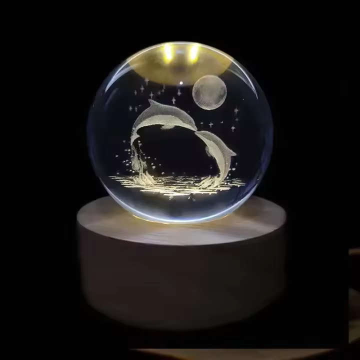 Lámpara De Cristal 3D Luz Galáctica Nocturna Esfera De Cristal Iluminación Nocturna Para El Hogar Decoración Regalo De Navidad - 1