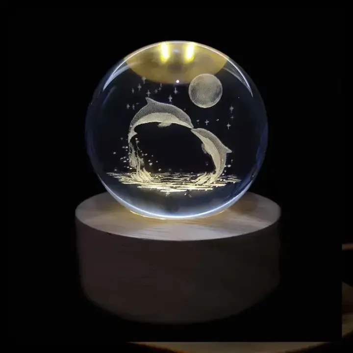 Lámpara De Cristal 3D Luz Galáctica Nocturna Esfera De Cristal Iluminación Nocturna Para El Hogar Decoración Regalo De Navidad - 1