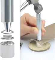 203PCs Estuche de lápices Ojales de metal Costura de ojales Kit de ojales de metal de 12mm Ojal Herramientas de reparación de ojales para tienda Lona Bolsa de lona de cuero Cortina de ropa DIY-Oro plata - details 1