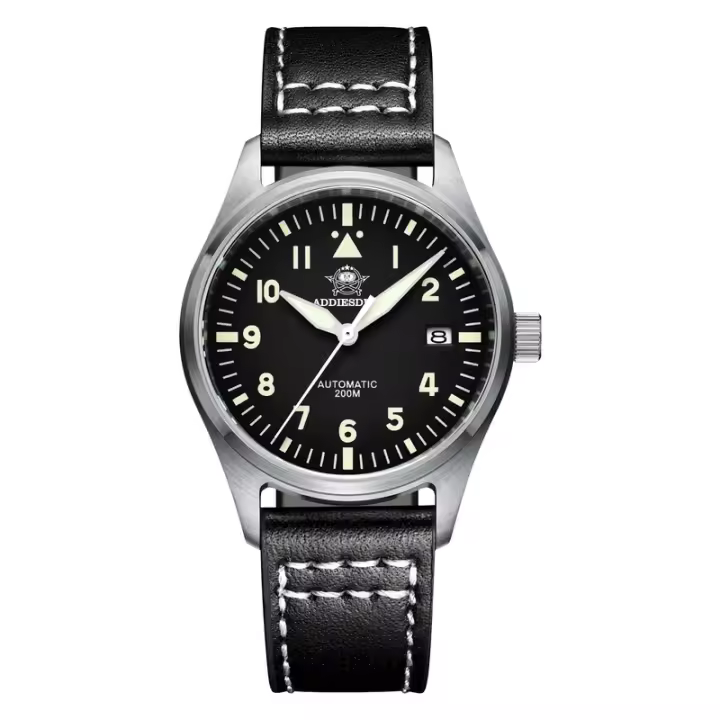 Reloj Automático Para Hombre ADDIESDIVE C3 Super Luminoso 20Bar Impermeable NH35A 316L Acero Inoxidable Con Correa De Cuero Display Numeral Arábigo - 1