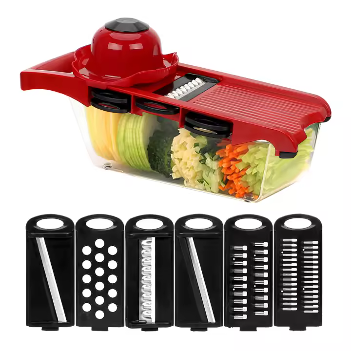 Conjunto De Herramientas De Cocina Cortador De Frutas Y Verduras Multifuncional Con 6 Cuchillas Rallador De Acero Inoxidable Ecológico - 1