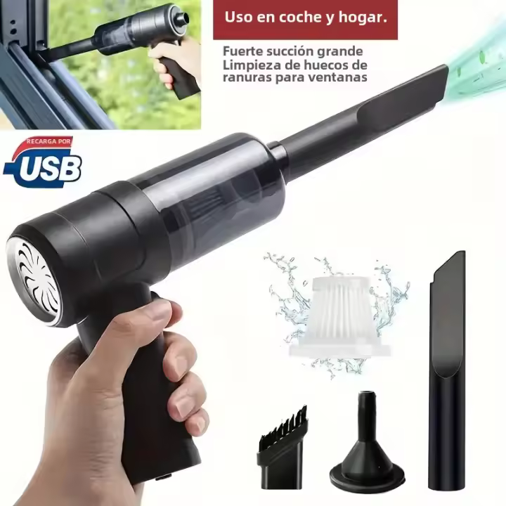 Aspiradora Portátil Para Coche Three-in-One Succión Y Ventilador Recargable Por Tipo-C Uso Sin Cable Almacenamiento Handheld Alta Potencia - 1