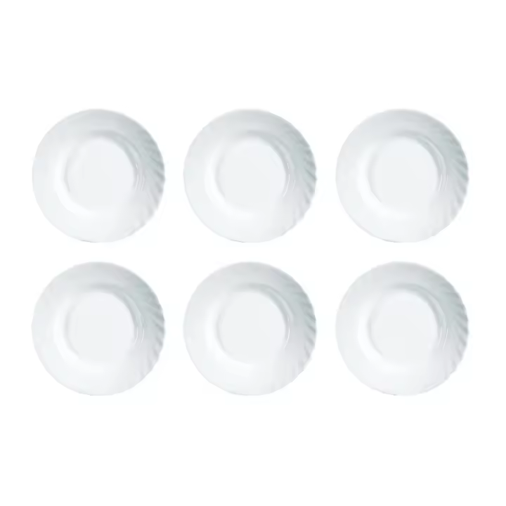 LUMINARC TRIANON 6 Plato Hondo Opal 22,5CM Blanco Brillo Fabricado en Francia Reciclable - 1