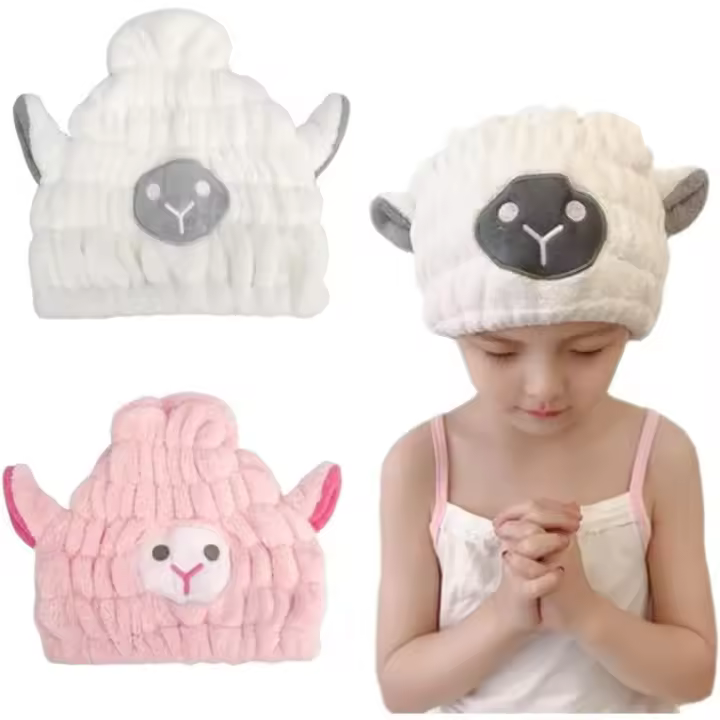 Toalla Microfibra Pelo, 2 Piezas Turbante de Algodón para Niñas, Toalla para Cabeza, Secado Rápido, para Señoras Pelo Corto y niñas - 1