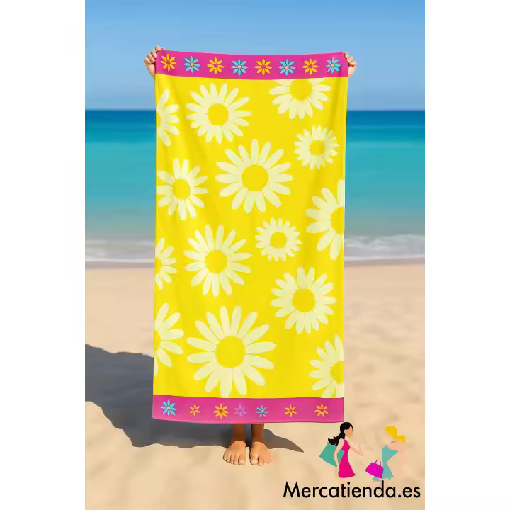 Toalla Playa 100% Algodón Egipcio 100x180cm – Cara A Terciopelo, Cara B Rizo Suave – Toalla Piscina Gruesa Suave Verano - 1