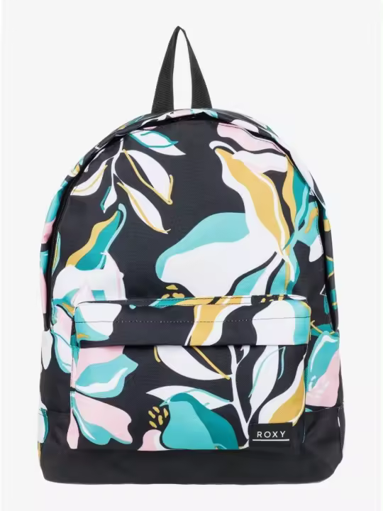 Mochila Roxy anthracite paradiso   negra estampado floral 41 cm de alto, 32 cm de ancho, 11 cm de fondo y capacidad 16 L fabricada con tejido mezcla de poliéster REPREVE™ trazable hecho de botellas de plástico recicladas - 1