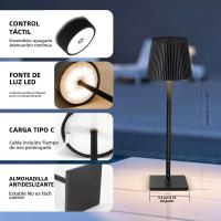 Lámpara De Escritorio LED Táctil Recargable Sin Cable 3 Colores Luz Ambiente Creativa Para Hotel Bar Habitación - details 4