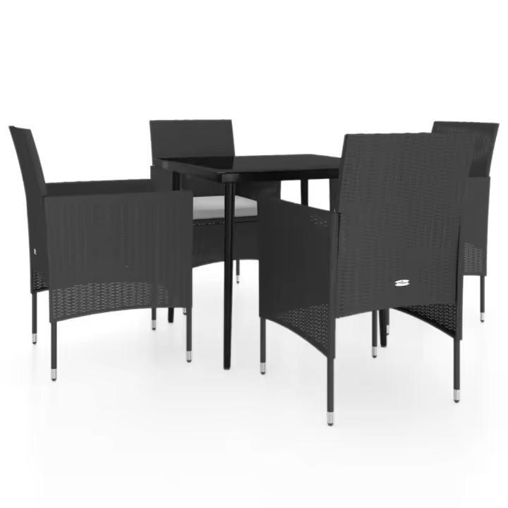 vidaXL Juego de comedor de jardín 5 piezas con cojines negro - 1