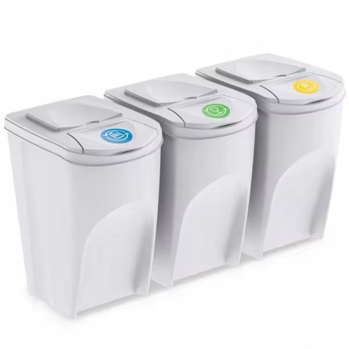 Prosperplast Set 3x35l Papeleras Reciclaje sortibox - Ashen | Reciclaje Eficiente - 1