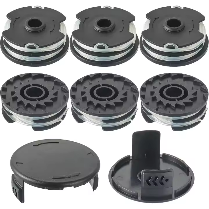 Bobinas de Hilo de Repuesto Desbrozadora, para recortadora LIDL Parkside, compatible con PRT 550 A1, A3; PRTA 20-Li A1, B2, c3 coil de repuesto(3 Bobinas de Repuesto + 1 Tapas de Bobina) - 1