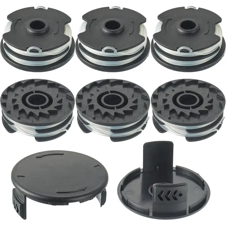 Bobinas de Hilo de Repuesto Desbrozadora, para recortadora LIDL Parkside, compatible con PRT 550 A1, A3; PRTA 20-Li A1, B2, c3 coil de repuesto(3 Bobinas de Repuesto + 1 Tapas de Bobina) - 1
