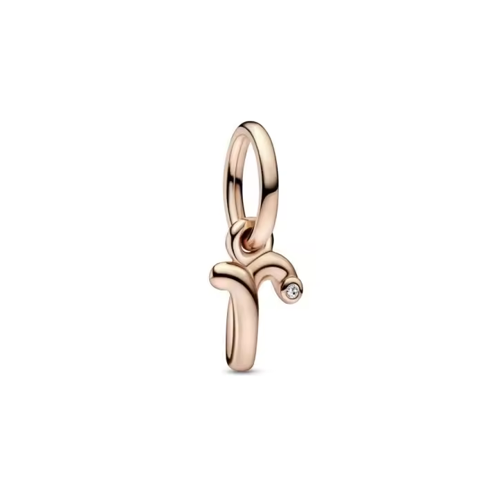 PANDORA Charm Colgante Oro Rosa Alfabeto Letra Minúscula R con Circonita - 1