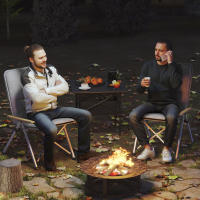 Outsunny 2 Sillas de Camping Plegables de Aluminio Sillas de Jardín Portátiles con Respaldo Alto Ajustable Reposabrazos de Madera y Bolsa de Transporte para Exterior 59x67x96 cm Negro - details 1