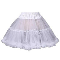 Falda Túrqueta Rizada Para Niñas Color Blanco Sólido Acolchado Fluffy Cintura Puff Sin Aros Mini Crinolina Subfalda De Prom - details 2