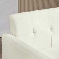 HOMCOM Sofá de 2 Plazas Sofá de Salón Moderno 138,5 cm con Reposabrazos y Patas de Madera Sofá Pequeño para Oficina Sala de Estar Crema - details 3