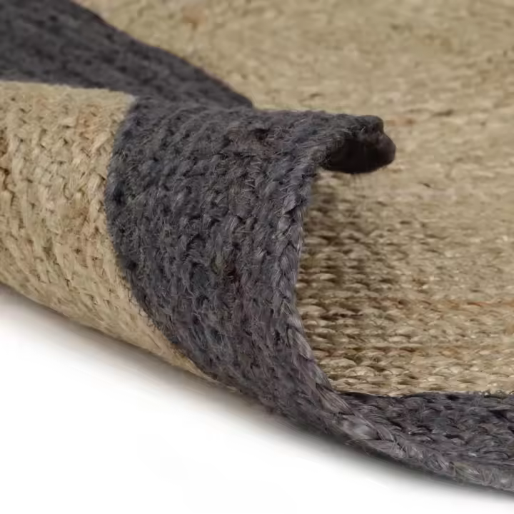 vidaXL Alfombra hecha a mano de yute con borde gris oscuro 180 cm - 1