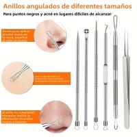 Set De 6 Pinzas Precisas Para Puntos Negros Y Acné Herramienta Profesional Para El Cuidado De La Piel Eliminación Efectiva De Imperfecciones En El Rostro - details 2
