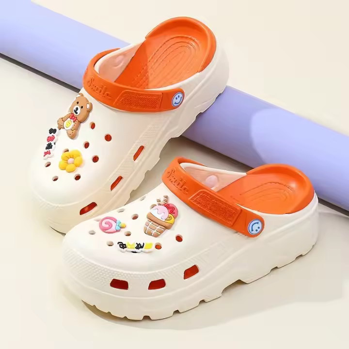 Sandalias De Verano Para Niñas Con Tacón Y Suela Gruesa Zapatillas De Hogar Y Jardín Transpirables Para Playa Zapatos Huecos - 1