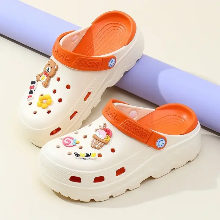 Sandalias De Verano Para Niñas Con Tacón Y Suela Gruesa Zapatillas De Hogar Y Jardín Transpirables Para Playa Zapatos Huecos - 1