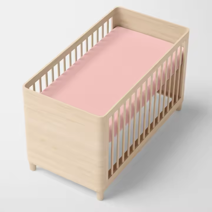 Happyfriday- Basic Bajera cuna Rosa palo, Bajeras infantiles 100% Algodón, calidad de 150 hilos, Fabricado en España - 1