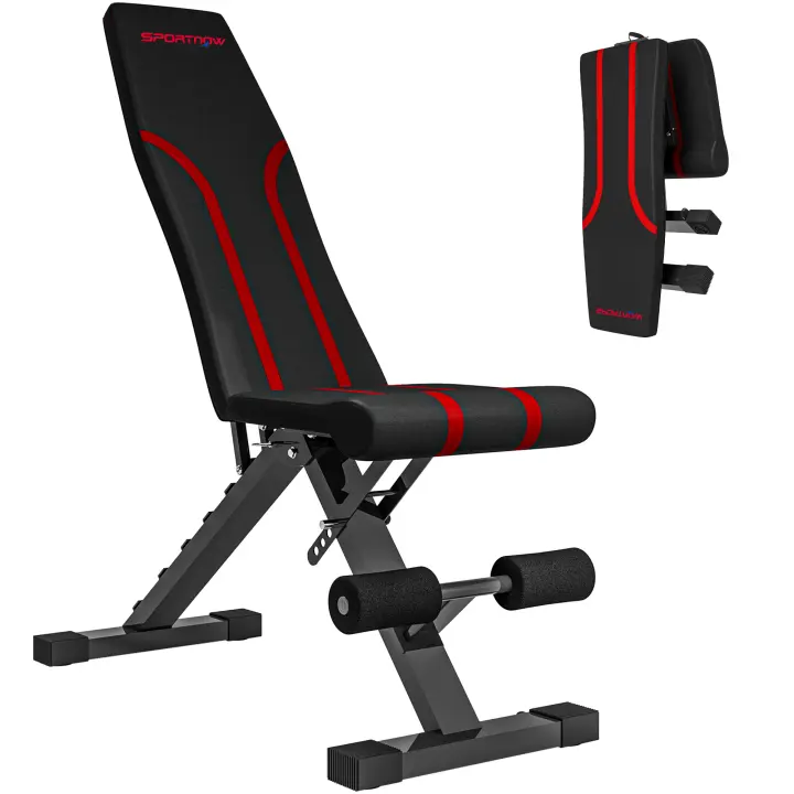 SPORTNOW Banco de Pesas Ajustable Banco de Musculación Plegable Banco de Abdominales para Entrenamiento de Cuerpo Completo en Hogar Gimnasio Negro - 1