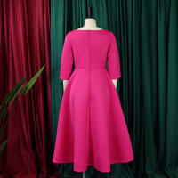 Vestido Elegante Para Mujer 2024 Moderno Cuello Redondo Tres Cuartos Ajustado a La Cadera A-Line Midi Fiesta Cumpleaños Cena Boda - details 4