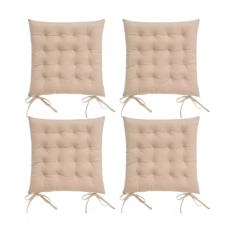 Dcasa Set de 4 cojines acolchados para silla beige de antelina de 40x40 cm - 1