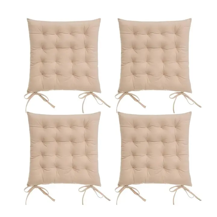 Dcasa Set de 4 cojines acolchados para silla beige de antelina de 40x40 cm - 1