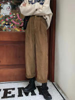 Nuevas Pantalones Casuales Para Mujer Cintura Alta Color Sólido Corduroy Pierna Recta Suelta Botones Talla Ajustable Todo El Año - details 9
