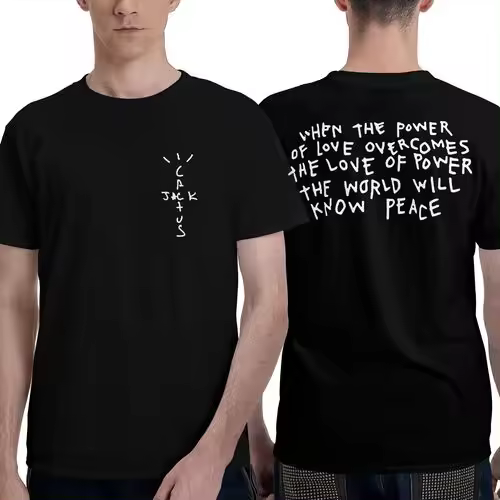 Camiseta de Manga Corta, 100% Algodón, Ropa Unisex para Hombres y Mujeres en 5 Tallas, Camiseta Negra CON DOBLE ESTAMPADOS, Cuello redondo. - 1