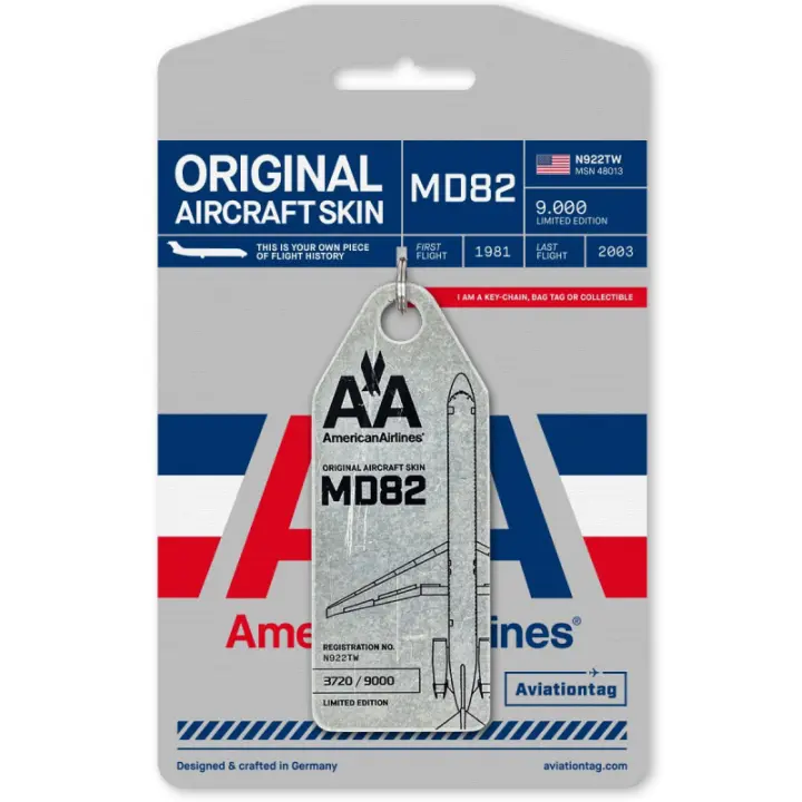 Llavero MD82 N922TW (American Airlines) Aviationtag N922TW-01 - 1