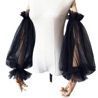 Guantes De Boda Elegantes Para Novia Tules Suaves Borde Volado Blanco Largos Para Damas De Honor Mujer Pageant Prom Cuff - details 7