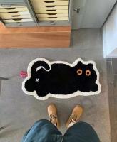 VIKAMA Alfombra De Piso De Cashmere Cartoon Lindo Gato Negro Pequeño Absorbente Y Antideslizante Para Dormitorio Baño Y Cocina Material De Poliéster - details 1