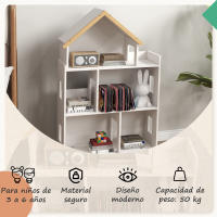 ZONEKIZ Estantería para Juguetes para Niños Organizador Infantil de 3 Niveles con 1 Techo Carga 50 kg para Sala de Juegos Habitación Guardería 65x25x108,5 cm Blanco - details 4