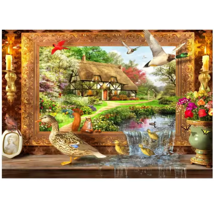 Rompecabezas De 1000 Piezas Para Adultos 75x50cm Mural De Animales De Un Estanque Juguete Reductor De Estrés Regalo De Navidad - 1