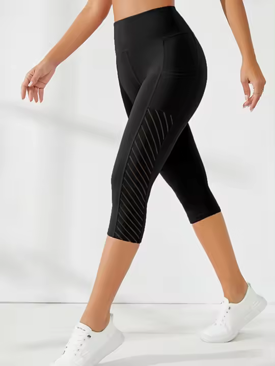 Pantalones De Yoga De Manga Larga Para Mujer Control De Abdomen Leggings De Alta Elasticidad De Color Sólido Con Bolsillos Laterales De Talla Alta Para Ejercicio - 1