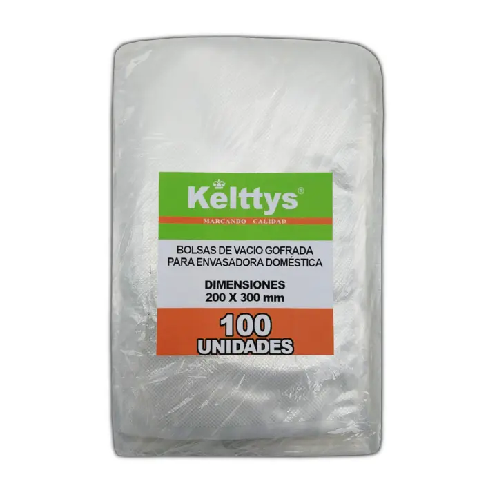 Bolsa de vacío gofrada (20x30cm). 100 Unidades. 90 micras. Bolsa para el envasado al vacío de alimentos, funciona con todo tipo de envasadoras domésticas - 1