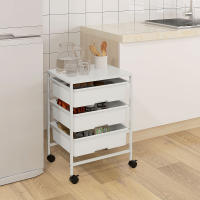 HOMCOM Carrito Auxiliar con Ruedas Carrito de Cocina de 3 Niveles con 3 Cestas para Almacenamiento y Marco de Acero para Comedor Sala Baño 40,8x33,5x60,5 cm Blanco - details 1