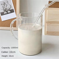 Vaso De Vidrio De 1L Con Tapa Y Pajita Taza De Café Con Mangos Transparente Para Bebidas Leche Y Jugo Vaso Para Mocha - details 3