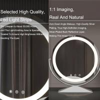 Espejo de tocador con luces, espejo de maquillaje LED redondo, control táctil inteligente, espejo redondo regulable de 3 colores, rotación de 360 ​​° para tocador y mesa de dormitorio (color: dorado, tamaño: 40 cm_carga) - details 1