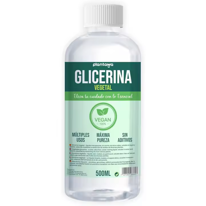 Plantawa Glicerina Vegetal Liquida 500ml, Alta Pureza, Hidratante y Humectante Natural Cabello y Piel,Sin Fragancia Ideal Jabones,Champús,Cremas,Grado Farmacéutico USP - 1