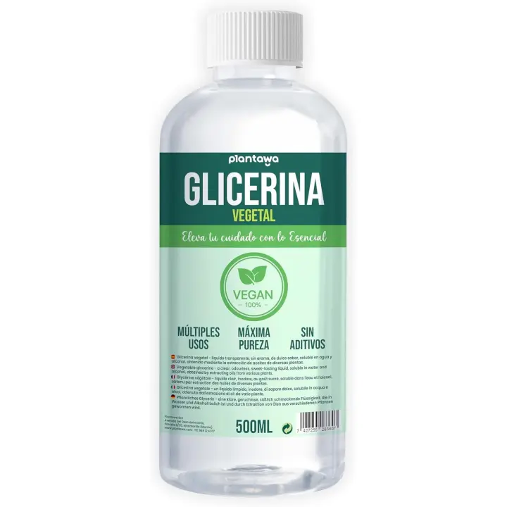 Plantawa Glicerina Vegetal Liquida 500ml, Alta Pureza, Hidratante y Humectante Natural Cabello y Piel,Sin Fragancia Ideal Jabones,Champús,Cremas,Grado Farmacéutico USP - 1